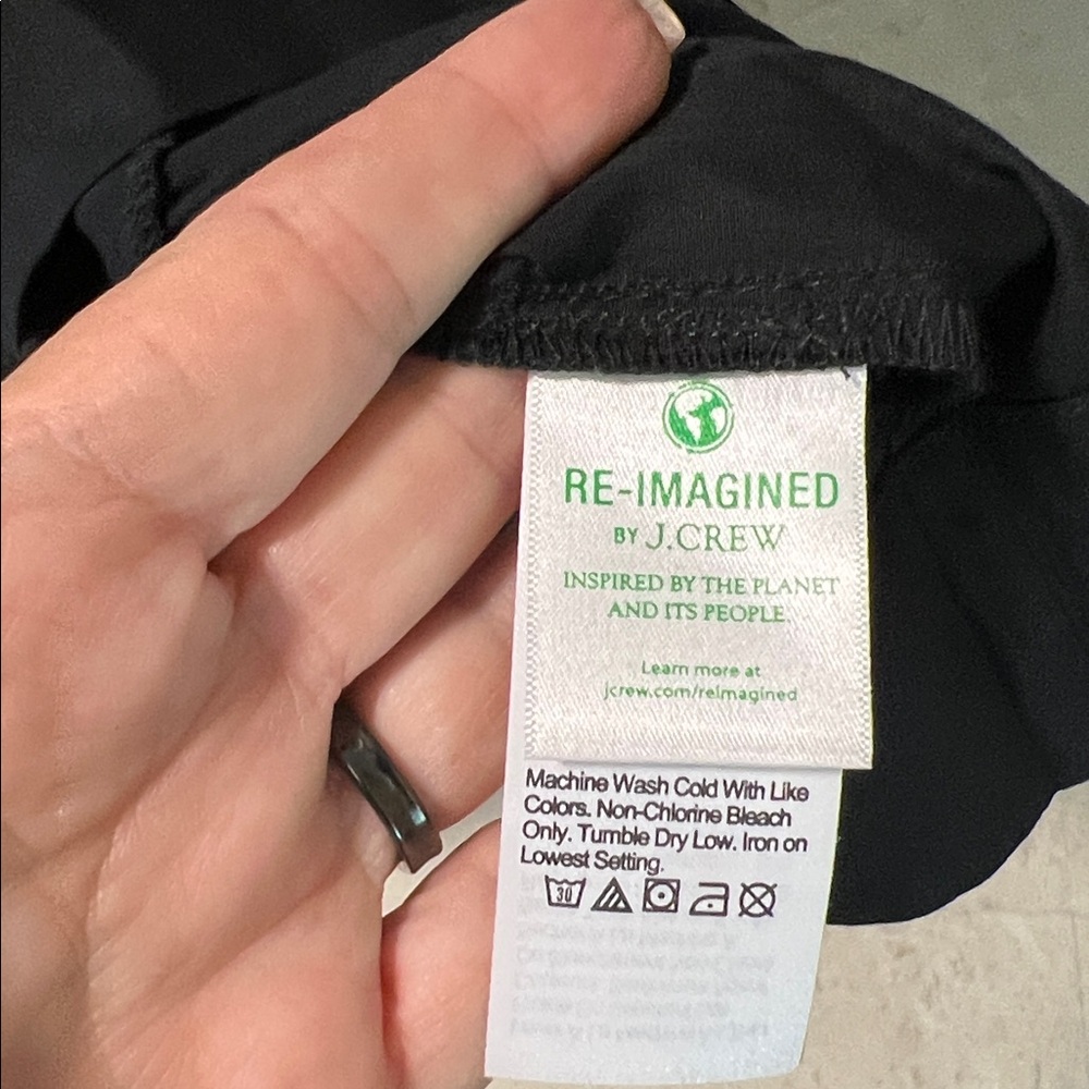 NEW! $118 J. CREW cotton blend black mini dress M peasant - Picture 6 of 10